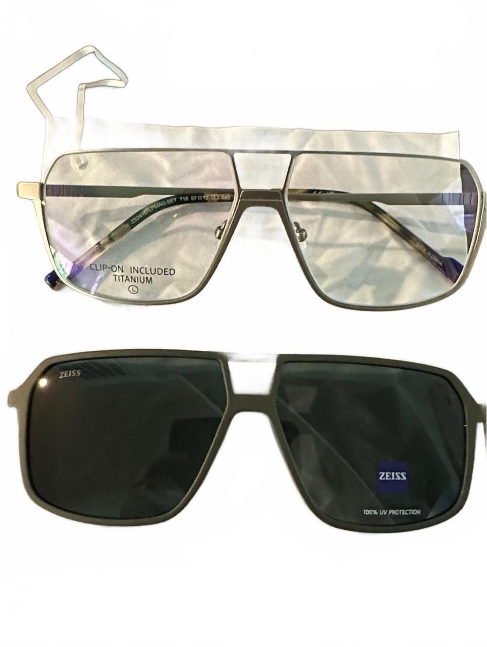 ZEISS Men’s Titanium RX Glasses w Sunglasses  - Silver Frame with Dark Lenses